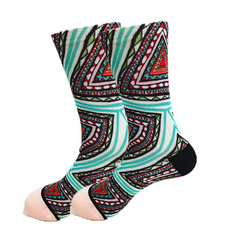 Calcetines coloridos con estampado y teñido para mujer, medias de alta calidad con estampado de flores y frutas, primavera y otoño
