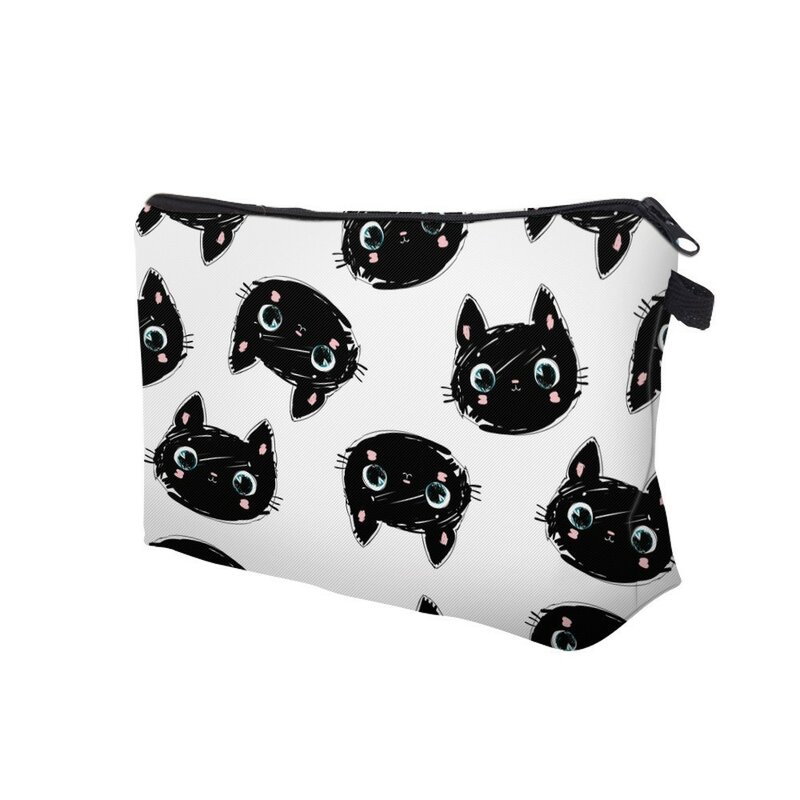Deanfun-Bolsa de cosméticos con estampado de gato, bolso de belleza multifuncional, impermeable, logotipo personalizado para viaje, 51492