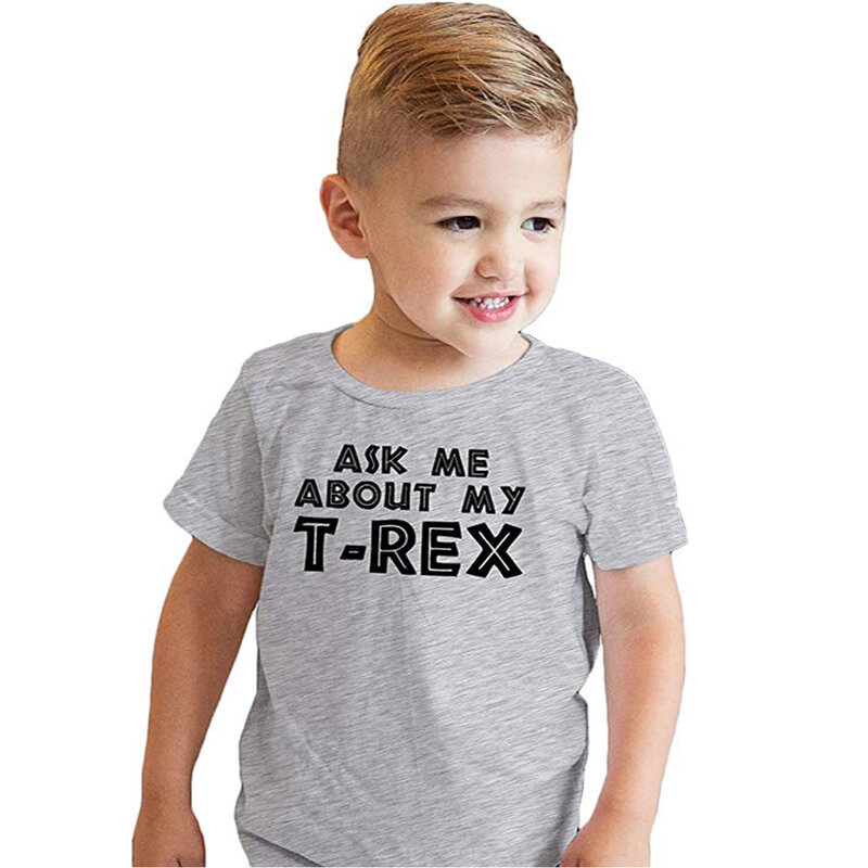 Vraag Me Over Mijn T Rex Flip T Shirt Kinderen Overhemd Dinosaurus Grafische Tee Kinderkleding Fashion Funny Kids Jongens peuter Shirt Plus Size