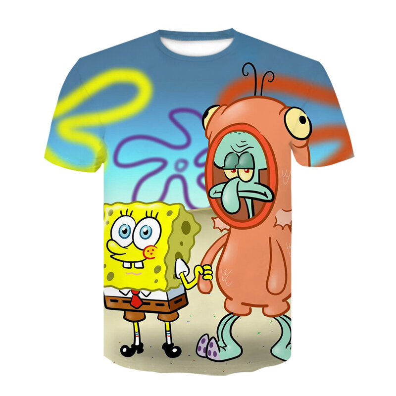 Kinderen Cartoon Gele Spons 3D Print T Shirts Kids Funny Anime Tshirts Zomer Jongens Meisjes T-shirts Peuter Tee Tops Camiseta