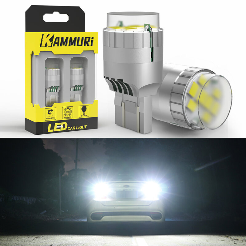 KAMMURI-bombillas LED blancas para LADA Lada, Kalina, Granta, Vesta, DRL, 7443, SRCK, T20, W21/5W, 12V, 6000k, 8LED, 2835 SMD