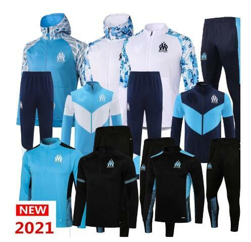 Traje de entrenamiento de manga corta para hombre, chándal de fútbol de Marseille, THAUVIN, 2021, 2022