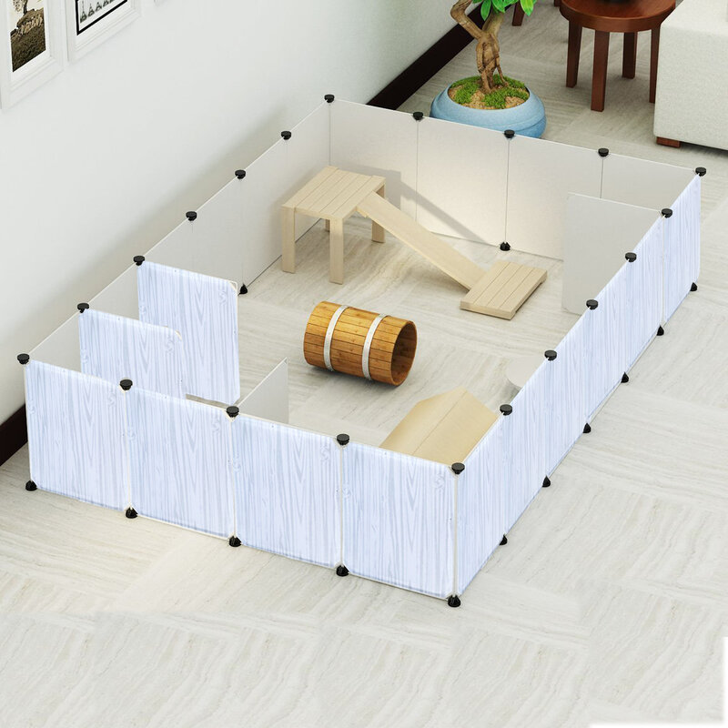 DIY Pet House Foldable Pet Playpen Iron Fence Puppy Kennel Exercise Training Puppy Kitten Space Rabbits/Guinea Pig/Hedgehog