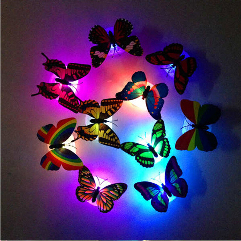 Veilleuse Led colorée en forme de papillon, luminaire décoratif d'intérieur, idéal pour une chambre à coucher ou une fête