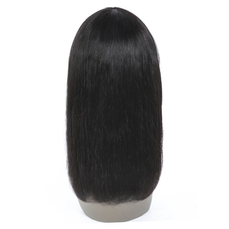 TTHAIR Short Human Hair Bob Wigs With Fringe Bangs Brown Elastic Cap Remy 150% Full Machine Wig Glueless Human Hair Wig