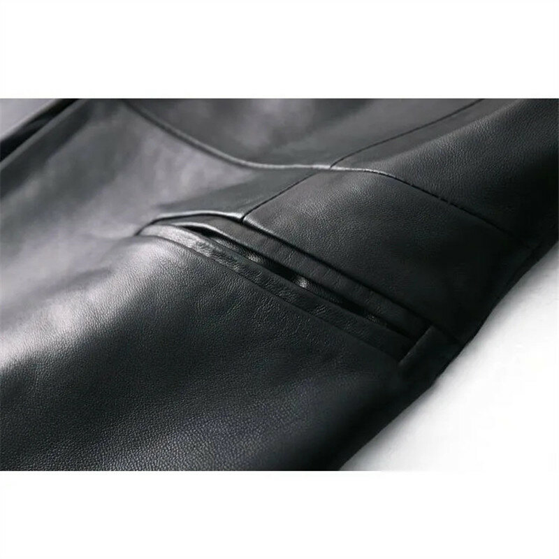 Женский демисезонный черный кожаный блейзер на одной пуговице, 2023