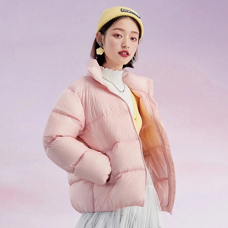 Semiry-캐주얼 후드 다운 숏 재킷 여성용, 따뜻한 슬림 90% 오리털, 겨울, 2020 신상