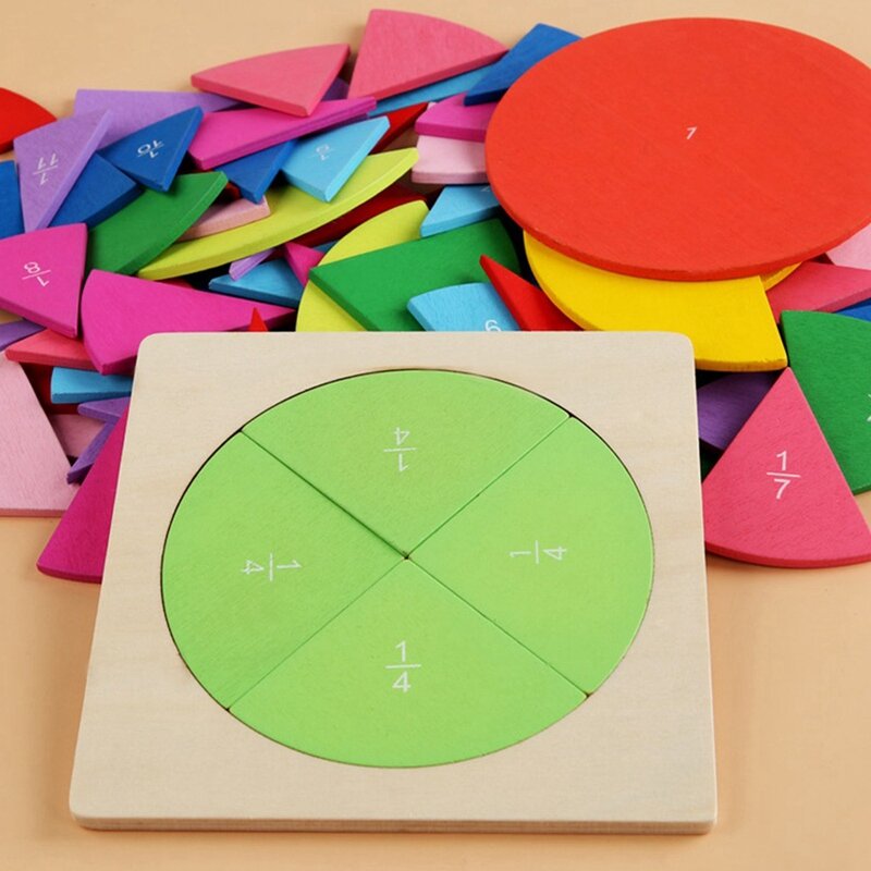 Mathematics Fraction Board Super Fraction Box Colorful Circle Decomposition Fractional Learning Stationery