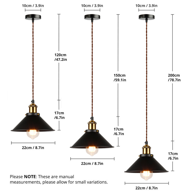 Luminária pendente industrial, luz pingente de edison, luz vintage, lâmpada de metal, luminária pendente de ferro, bronze