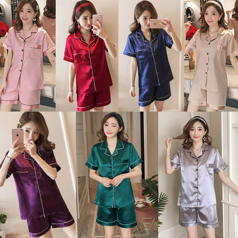 Conjunto de pijama de talla grande para mujer, de 10 colores ropa de dormir, suave, transparente, pantalones cortos sueltos, Color rosa dulce, para el hogar, 2021