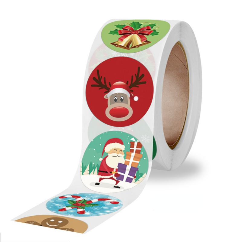 메리 크리스마스 스티커 8 패턴 디자인 크리스마스 태그 카드 봉투 편지 휴일 선물 가방 상자 장식