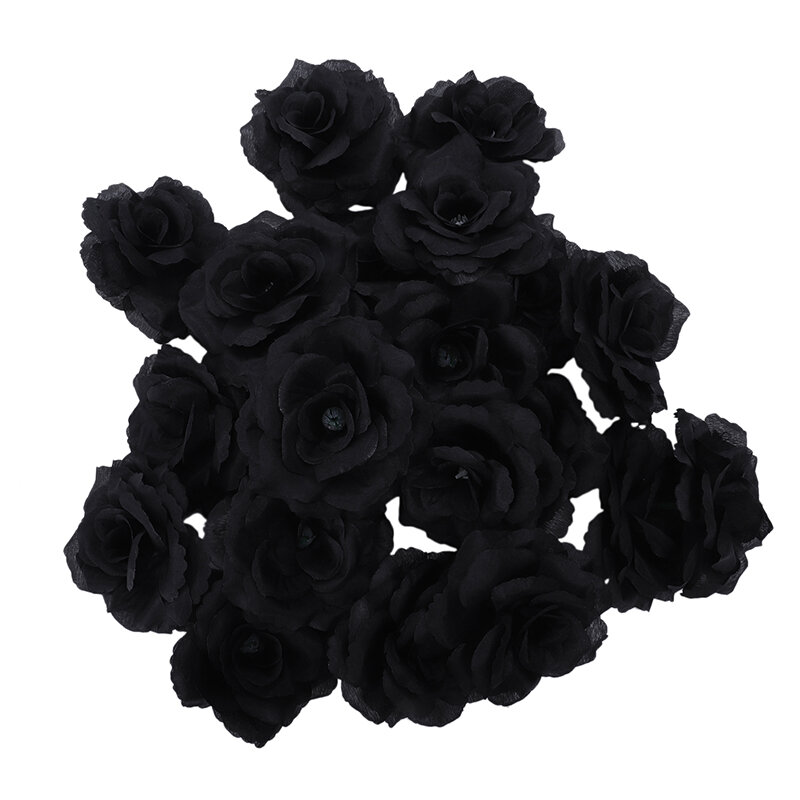 New 20 Pcs Black Rose Artificial Silk Flower Party Wedding House Office Garden Decor DIY