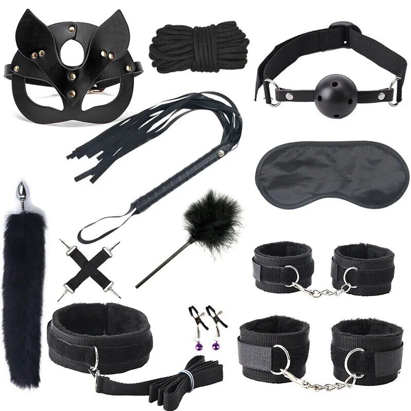 Набор BDSM для взрослых, мужские наручники, зажимы для сосков, плетка для шлепков, секс металлическая Анальная пробка, вибратор, Анальная проб...