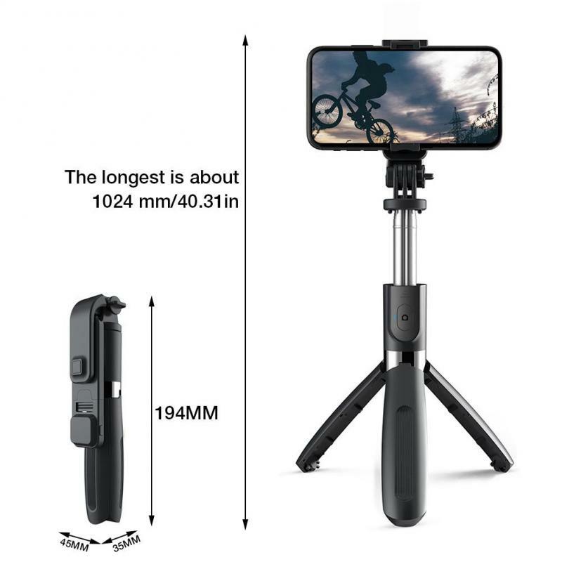 Kaiqisj-bastão de selfie extensível com bluetooth, monopé com telefone móvel, lâmpada de beleza, mini tripé