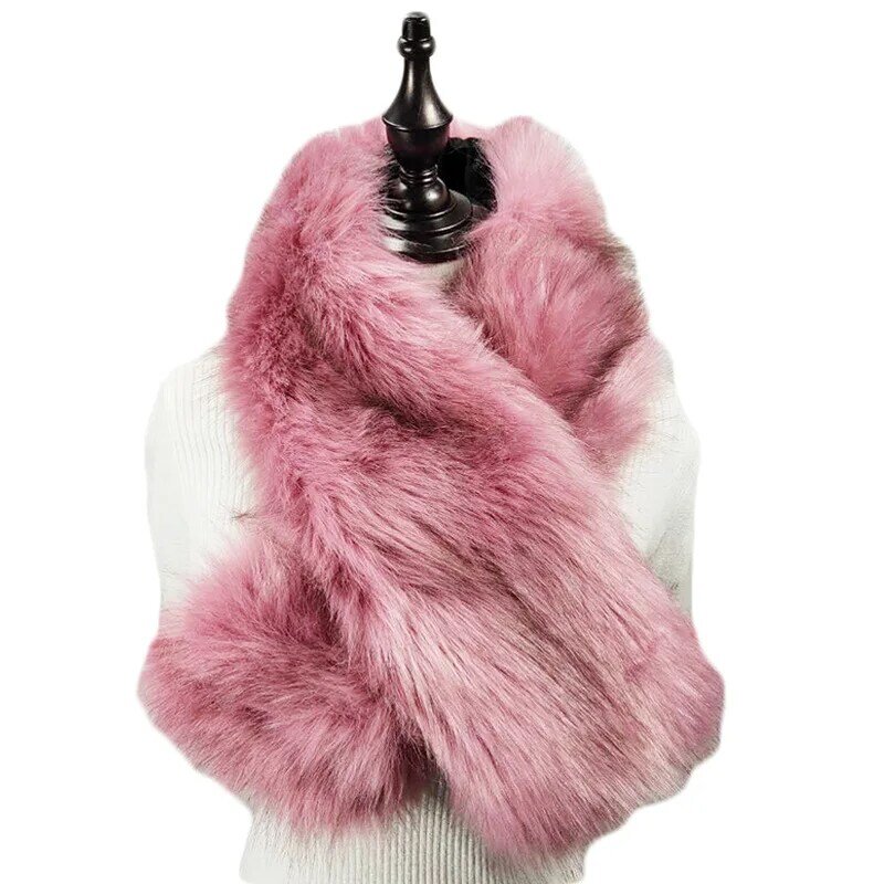 New Crossover Imitated Fur Scarf Winter Women Faux Fur Pashmina Collar Cape Shawl Warm Double Side Fashion Solid Long Hair Imita