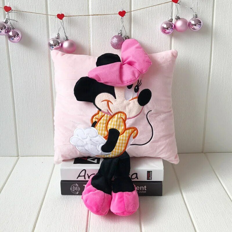 1 Uds 35cm 3D Mickey Mouse y Minnie Mouse de peluche almohada Kawaii Mickey y Minnie de fusión regalos para los niños
