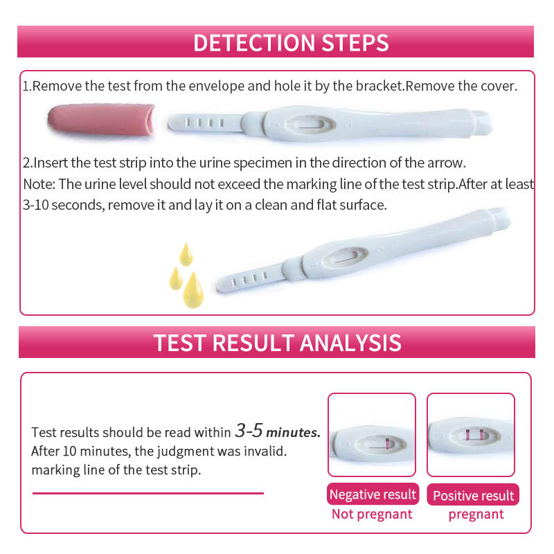 Ultrasensitive 임신 테스트 로트 Hcg 임신 스틱 5 Pcs 빠른 신속한 신뢰할 수있는 임신 예측 테스트 스트립