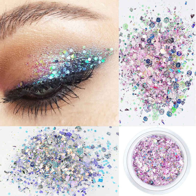 12 farben 10g Nagel Dekoration Glitter Eye Make-Up Pailletten Glitter 3D Flake Festliche Party Dekoration für Nägel oder Gesicht