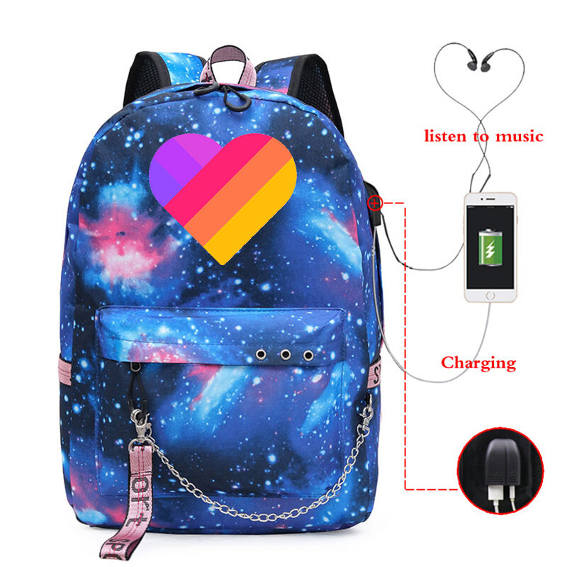 Likee Ransel Travel Fashion Pengisi Daya USB Tas Sekolah Harian Ritsleting Siswa Ransel Laptop untuk Remaja Hadiah Anak Laki-laki Perempuan