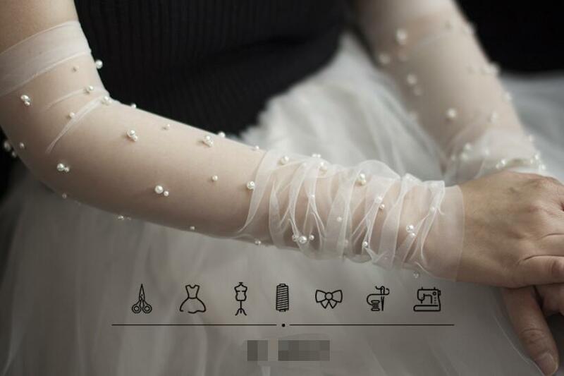 Опера длинные фатиновые Для женщин свадебные перчатки без пальцев свадебное с жемчужными бусинами вечерние подарки Реальный образец белые...