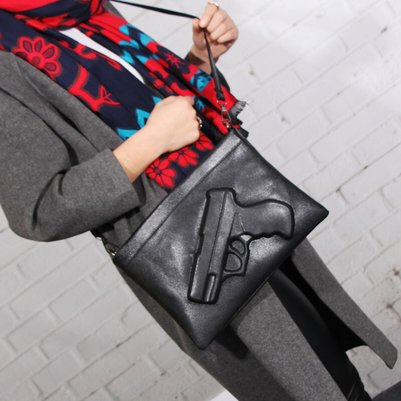 3d impressão pistola saco de marca feminina saco do mensageiro corrente sacos designer de embreagem bolsa senhoras envelope garras crossbody saco bolsas