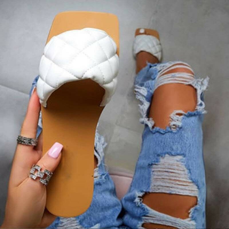 Sandalias planas de verano para mujer, zapatos de goma, de cuero, talla grande, 2020