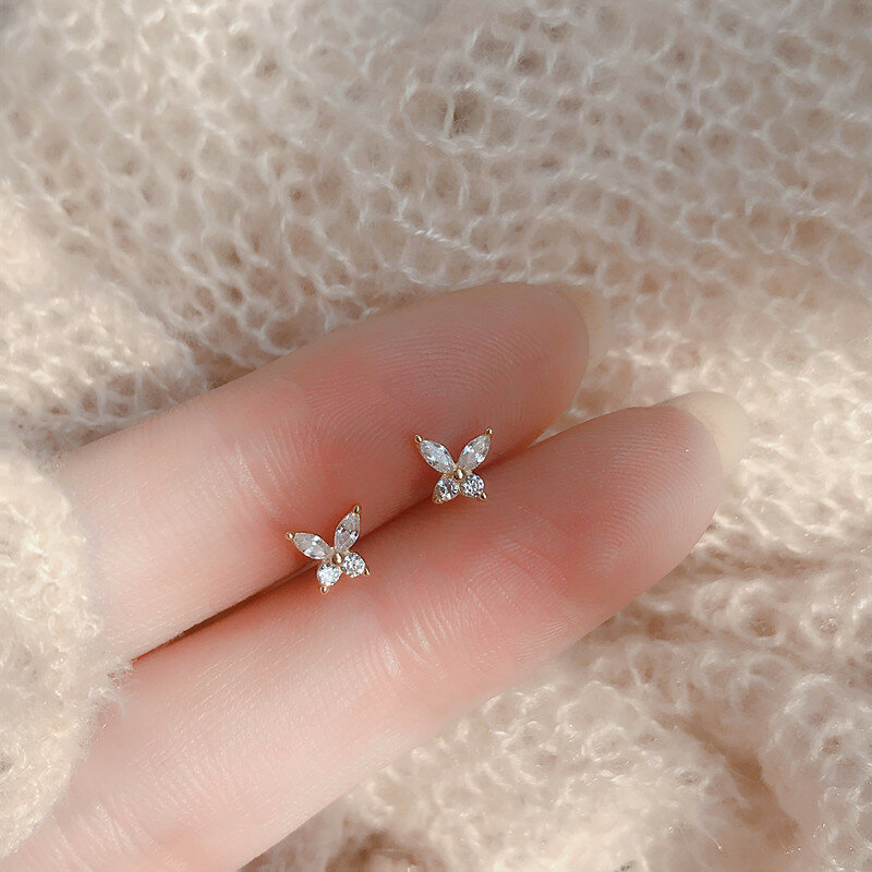Женские серебряные серьги-бабочки s925, изысканные маленькие серьги в форме сердца в стиле ретро