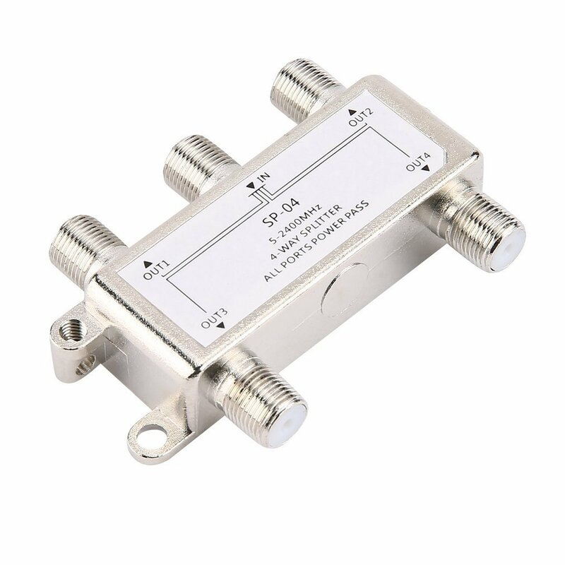 4 Way Satellite/Antenna/Cable TV Splitter Distributor 5-2400MHz F Type SP-04  Wholesale dropshipping Splitter Home Tv Equipments