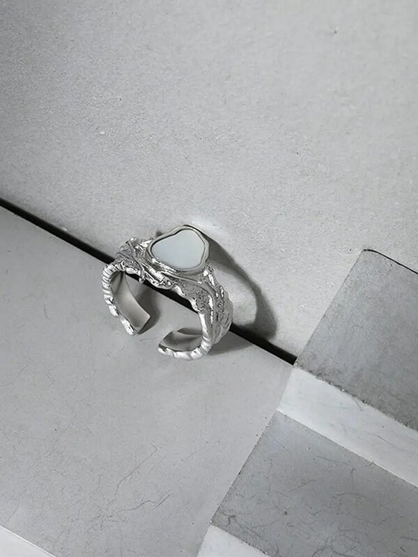 Micro concha irregular, design de nicho coreano, aço esterlina 925, simples, estética, anéis femininos, joias finas ajustáveis