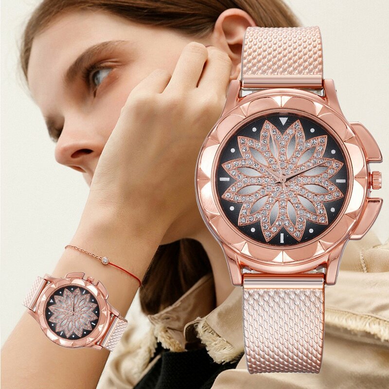 เลดี้แฟชั่นผู้หญิงนาฬิกาล่าสุดหรูหราควอตซ์เหล็กนาฬิกาป่าธุรกิจนาฬิกาของขวัญ