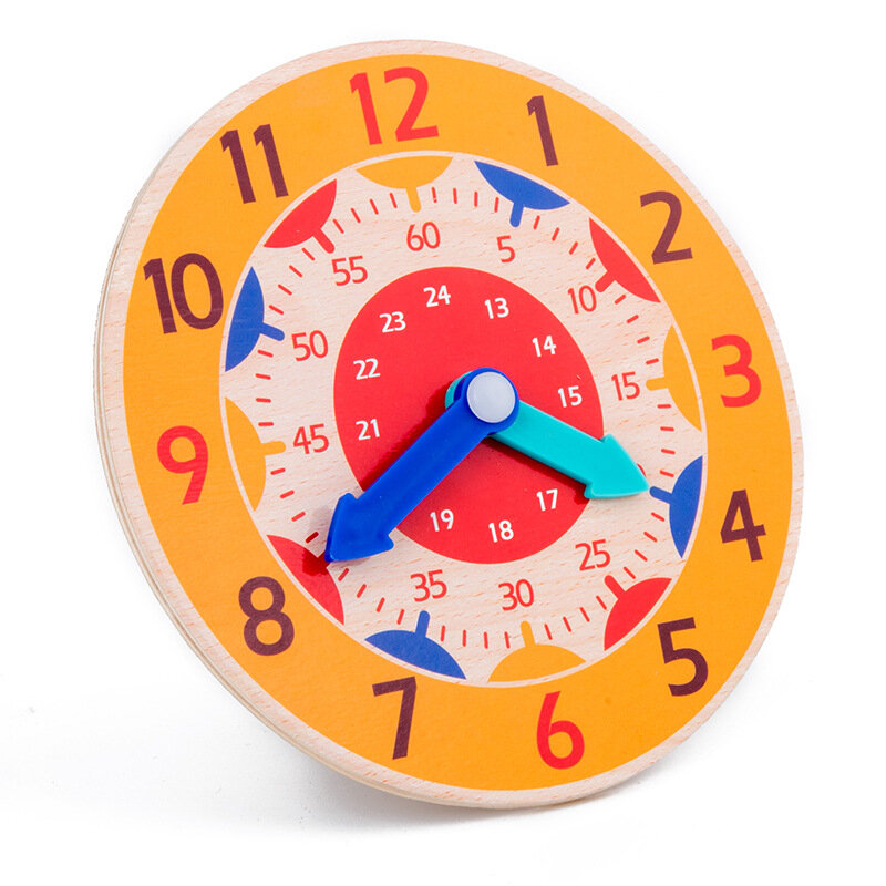 Children Montessori Early Educationl Wooden Colorful Clock Toys hour minute second cognition Time Learning Teaching toy for kids