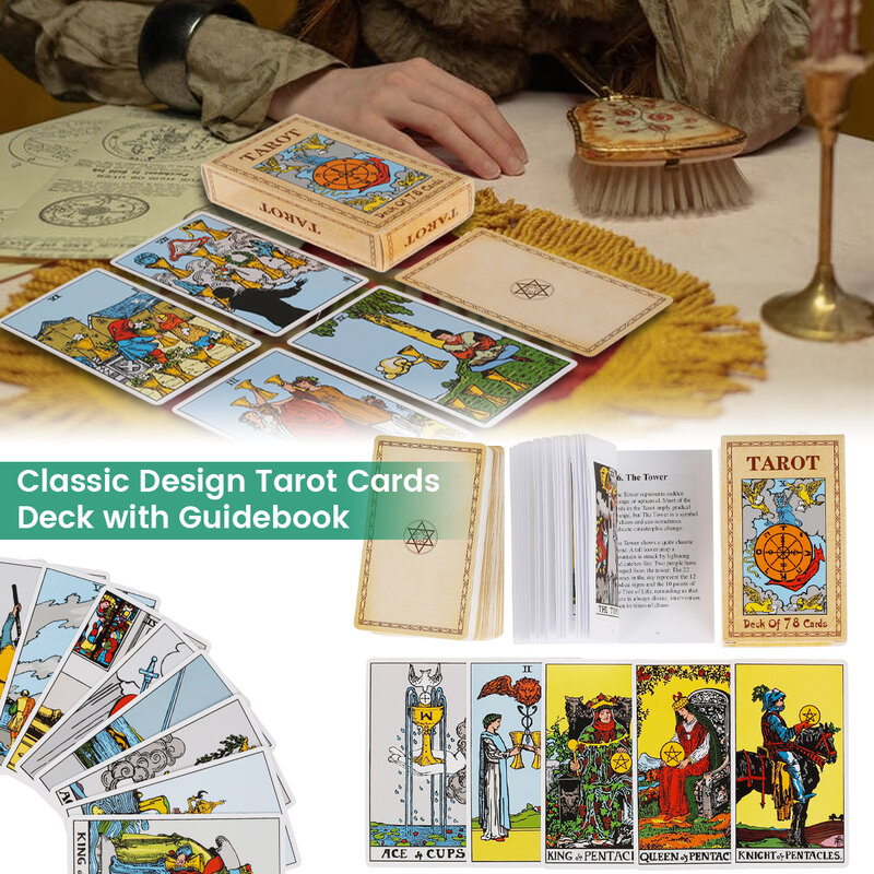 78 pçs original tarô cartas baralho portátil tarô conjunto de cartas tarô original com guia tarotologia férias jogar ferramenta acampamento