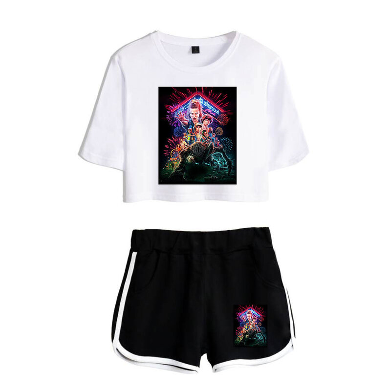 Stranger Things Costume T shirt Nancy Wheeler Running T-shirt Shorts Stranger Things Suit Clothes Women Girls Sport Shorts Sets