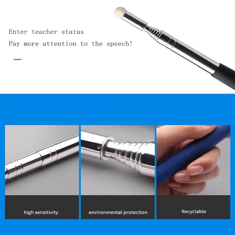 Professional Touch Whiteboard Pen High Quality Felt Head 1 Meter Stainless Steel Telescopic Teacher Pointer Random color