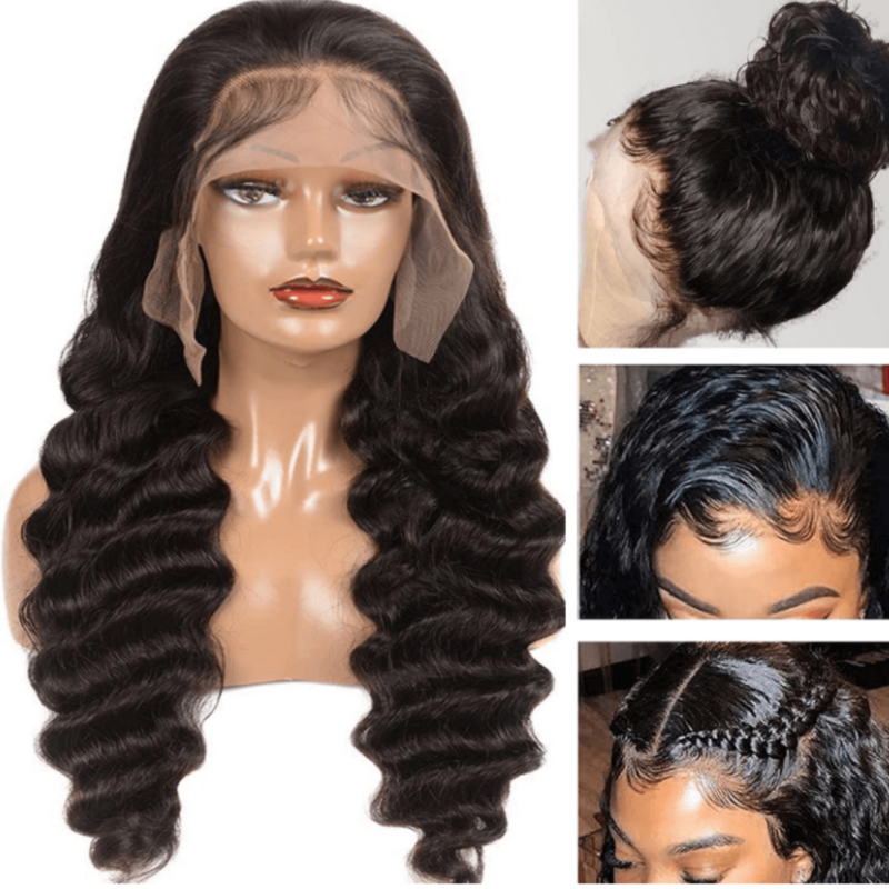 Perruques Lace Frontal Wig Loose Deep Wave brésiliennes, cheveux naturels, sans colle, 13x4, HD13x6, pour femmes