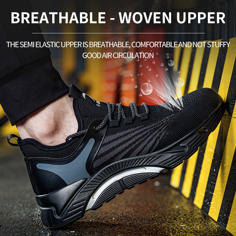 Homens botas de trabalho segurança sapatos de dedo do pé de aço botas de homem respirável tênis tornozelo caminhadas botas anti-piercing calçado de proteção