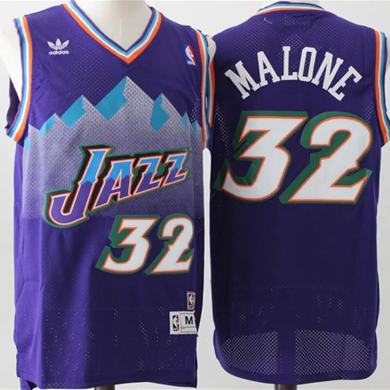 NBA Utah Jazz #12 John Stockton Basketball Pour Hommes Maillot #32 Karl Malone Maillot Swingman 100% cousu Rétro NBA Maillots POUR HOMMES