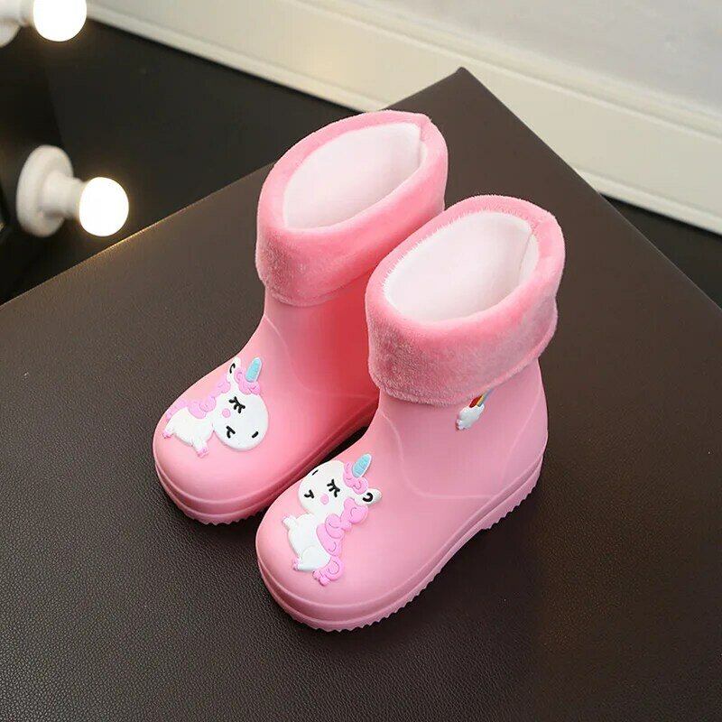 Dziecięce buty przeciwdeszczowe dziecięce dla chłopców kalosze na deszcz wodoodporne antypoślizgowe dziecięce buty przeciwdeszczowe różowe jednorożce cztery pory roku wymienne