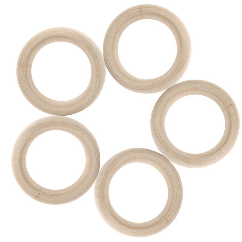 5Pcs Natural Wood Circle Ring Pendant Connectors Beads DIY Jewelry Findings 20mm