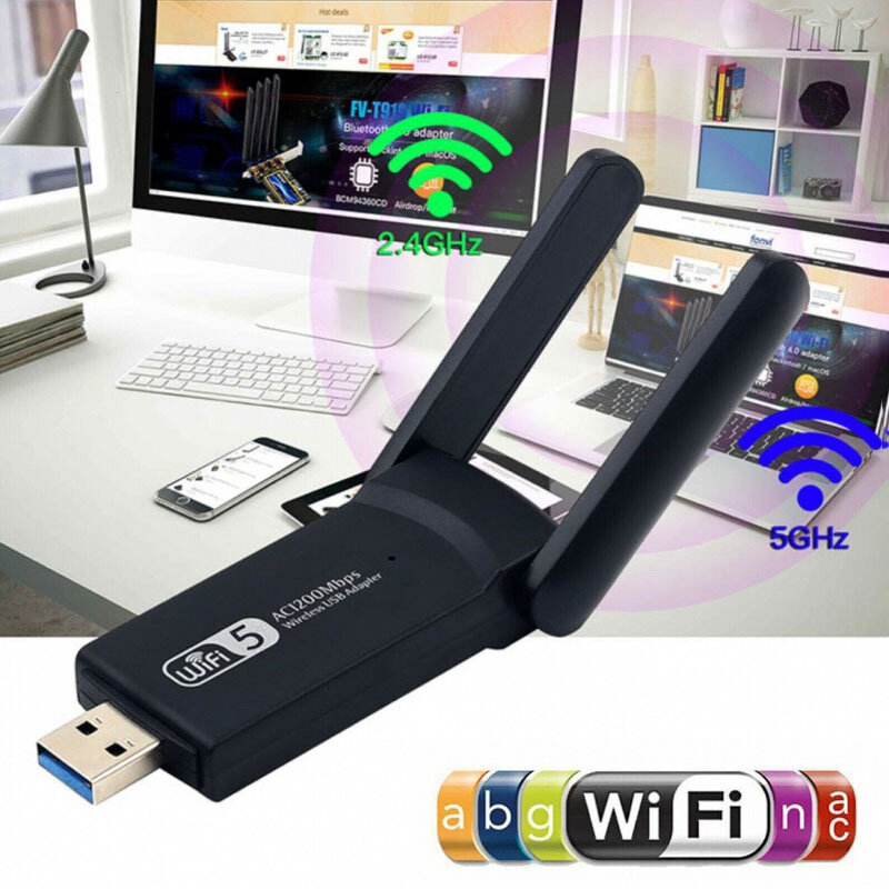 USB3.0 1200M sieć Wifi Adapter do kart 5.8GHz dwuzakresowe Wifi klucz sprzętowy bezprzewodowy karta sieciowa AC obsługa sieci Ethernet Win 7/8/10/Vista