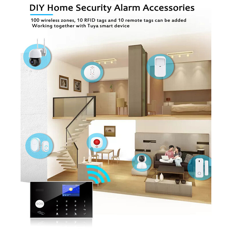 TUGARD G34 Tuya WiFi 3G 4G Sistem Alarm Keamanan Kit Alarm Pencuri Rumah Pintar 433MHz Detektor Sensor Nirkabel Bekerja dengan Alexa