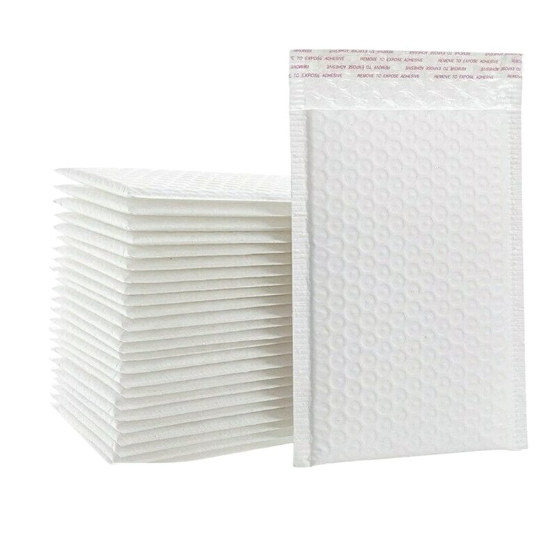 Envelope com plástico bolha branco para transporte, 50 unidades, 16x21 + 4 cm, autoadesivo, adequado para escritórios, casas e lojas