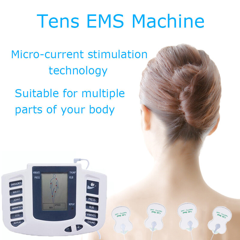 EMS estimulador muscular eléctrico corporal Tens, masajeador adelgazante de acupuntura, 16 almohadillas, terapia Digital para el cuidado de la salud de la espalda, el cuello y los pies