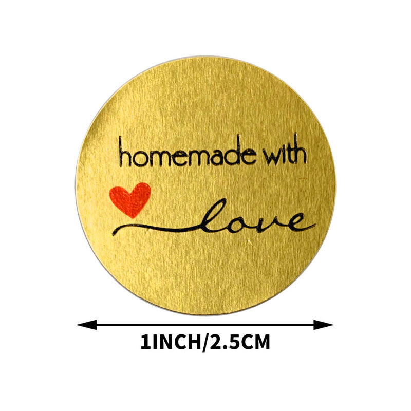 Étiquettes autocollantes rondes dorées «fait maison avec amour», pour sceau, Scrapbooking, pour aliments, faites à la main, papeterie, 500 pièces