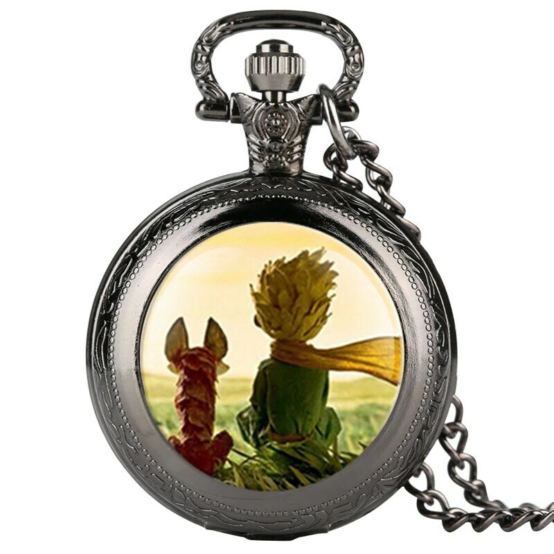 Populer The Little Prince Film Tema Kuarsa Jam Saku Kalung Fob Jam dengan Rantai Kalung Liontin Hadiah untuk Anak-anak Laki-laki