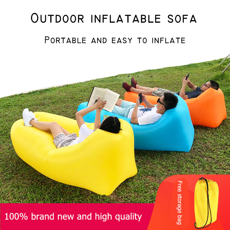 Sofá inflable portátil, silla de salón de playa, muebles de exterior, sofá inflable rápido para viajes, Camping, cama de cojín de aire plegable