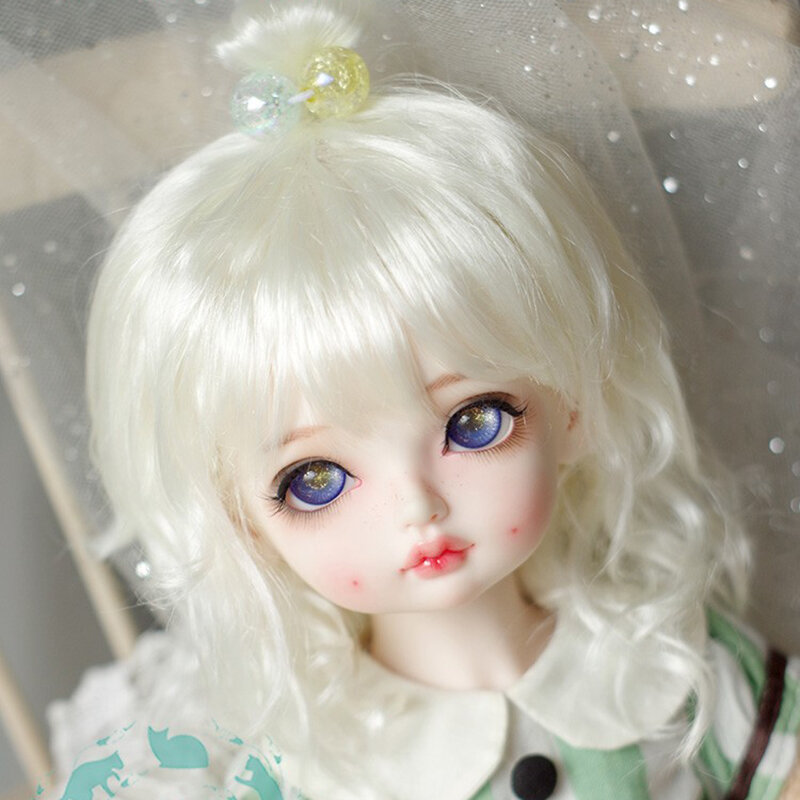 Bybrana BJD Doll With Imitation Mohair Wig 1/3 1/4 1/6 1/8 Milk Tea Brown Pink Golden Dumplings Short Curly Hair