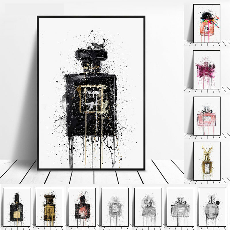Pintura em tela abstrata perfumes impressão da arte da parede fragrância garrafa graffiti cartaz arte para decoração de casa parede sem moldura