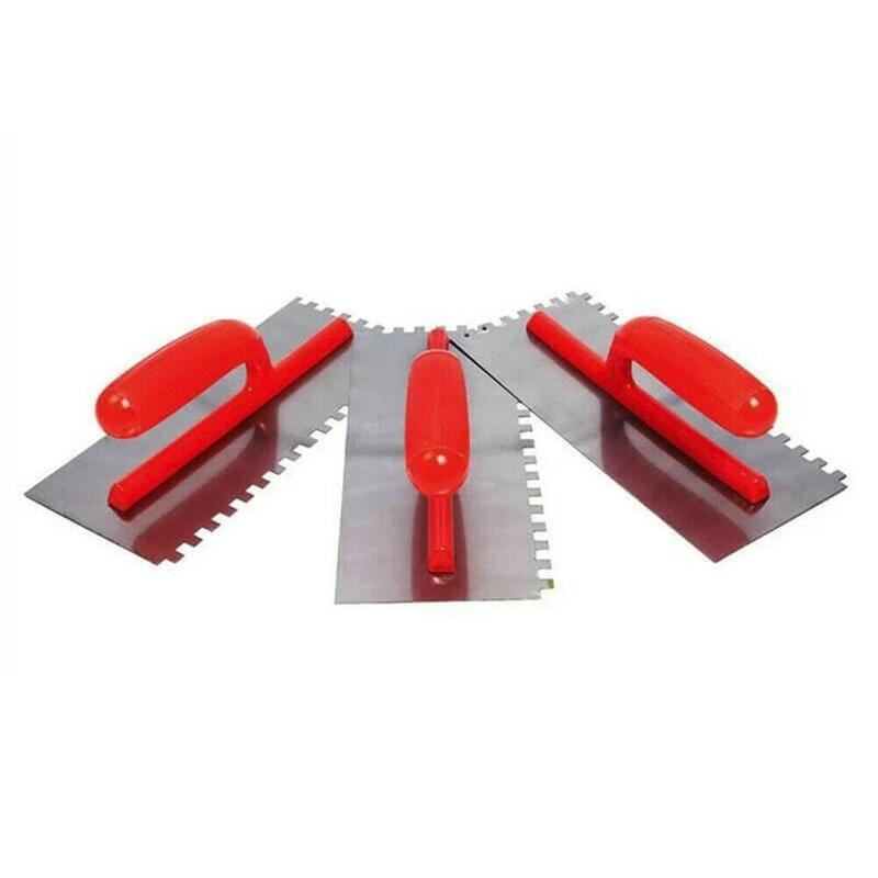 1PCS 28x12cm Plastering Finishing Trowel Steel Blade Sharp And Notched Handle Durable Plastic Blade Non-Stick ABS Square O8T8