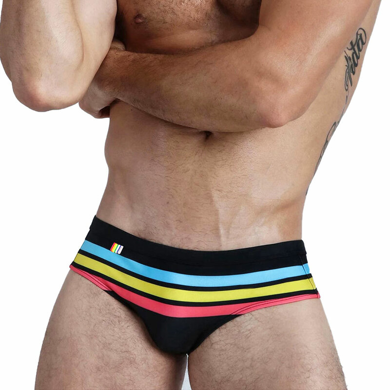 Bañador de Pride Rio para hombre, traje de baño Sexy con bolsa de contorno, pantalones cortos de Surf, ropa de playa